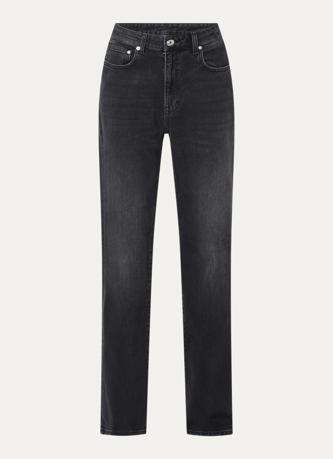 Bellerose Kia high waist straight leg jeans met gekleurde wassing - voorkant zwart