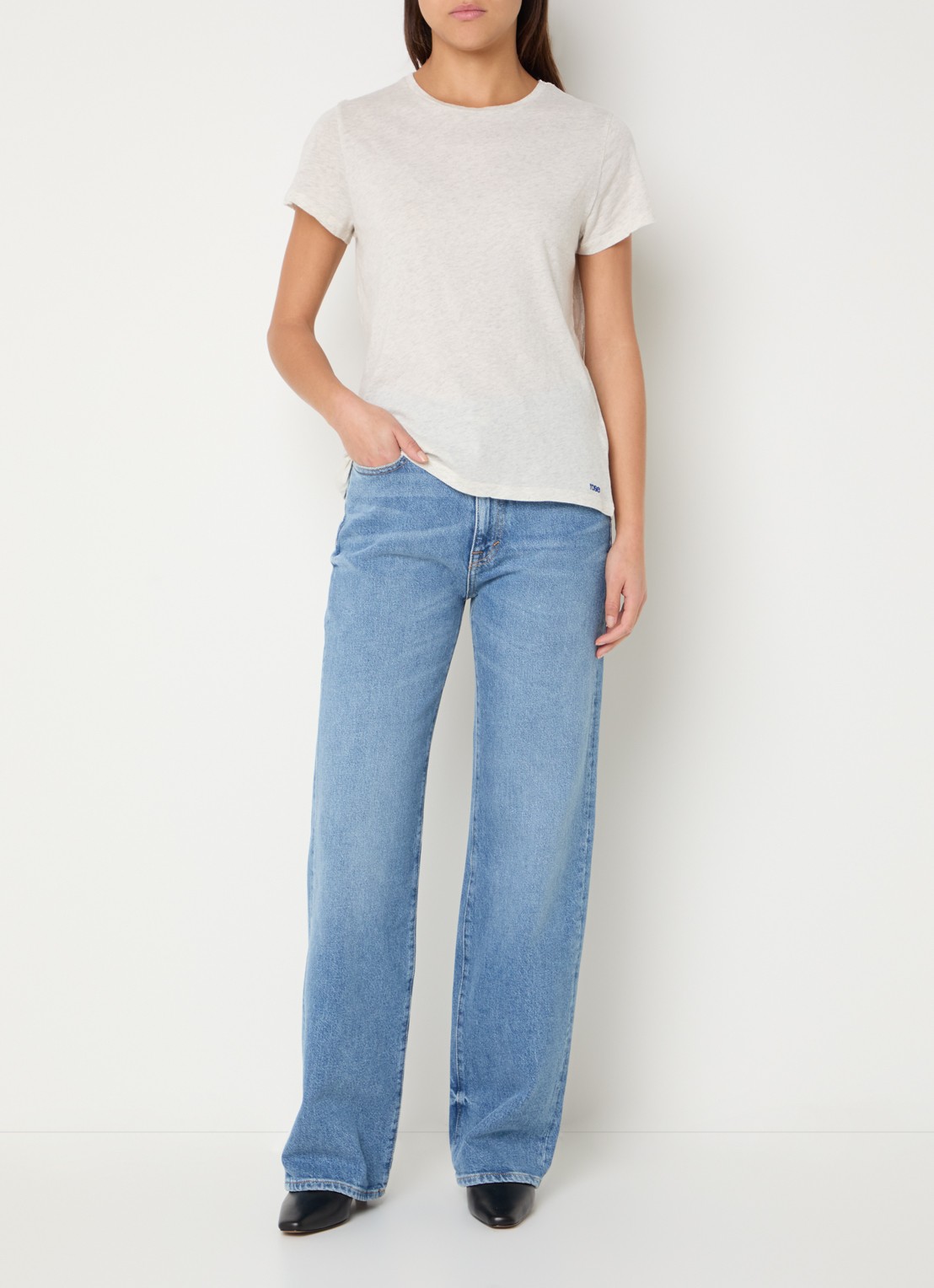 Bellerose Kia mid waist straight fit jeans met lichte wassing - voorkant 4 indigo