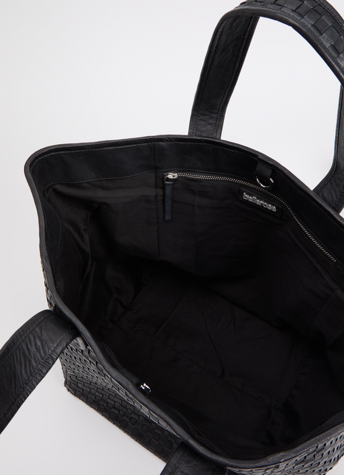 Bellerose Kub schoudertas van leer met gevlochten details - detail zwart