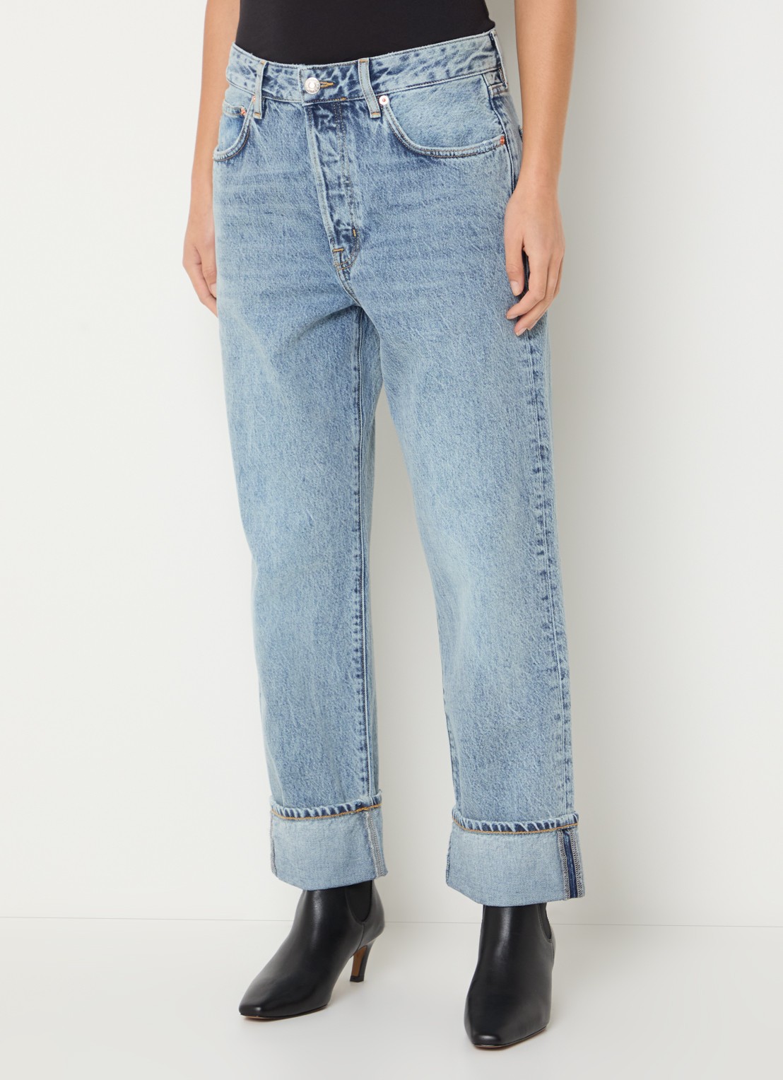 Bellerose Kurt low waist straight fit jeans met lichte wassing - detail 4 indigo