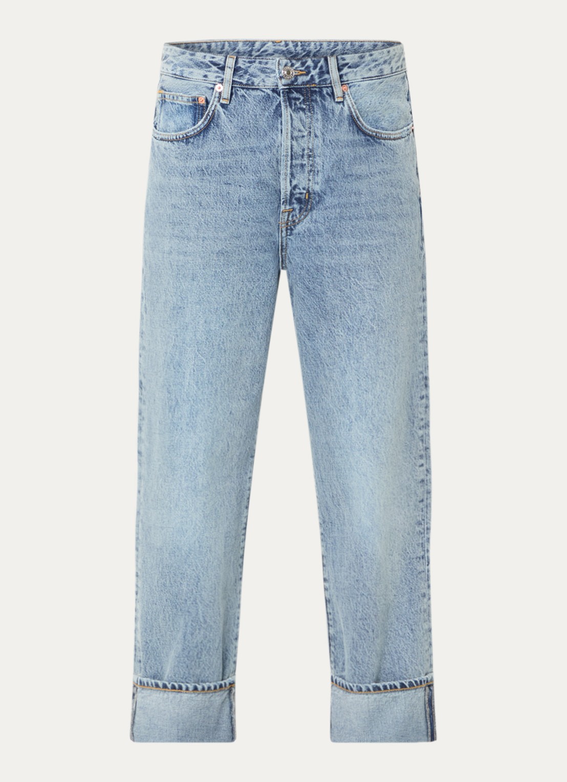 Bellerose Kurt low waist straight fit jeans met lichte wassing - voorkant 2 indigo