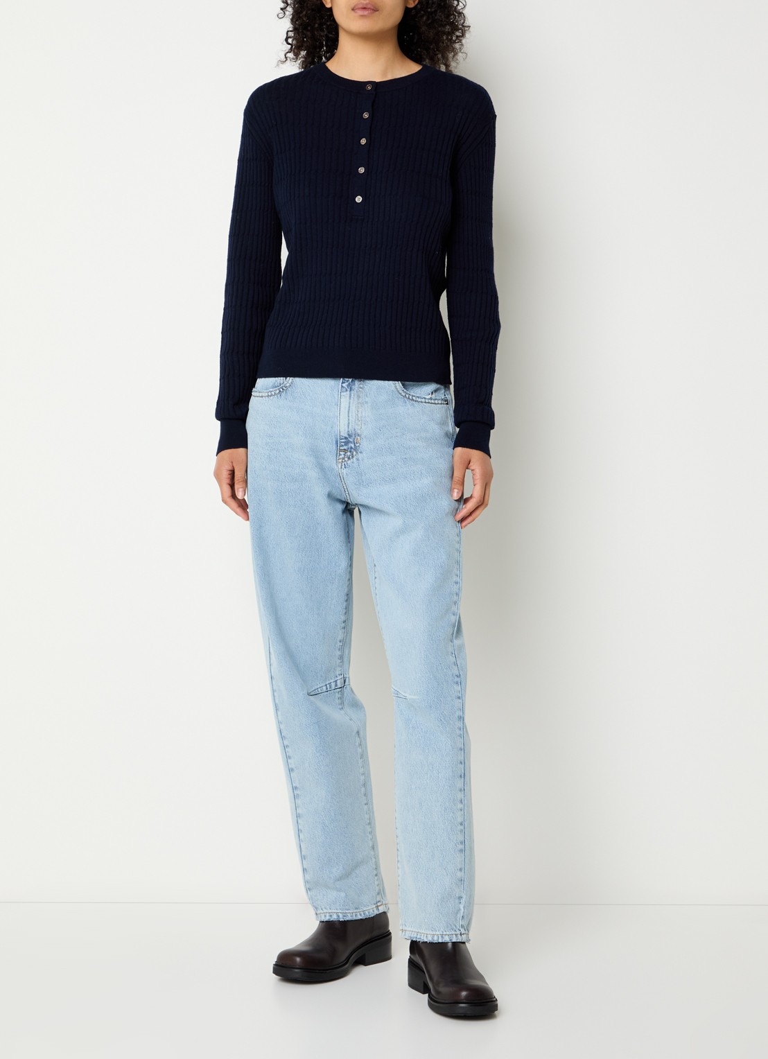 Bellerose Kurtis high waist balloon fit jeans met lichte wassing - voorkant 2 indigo
