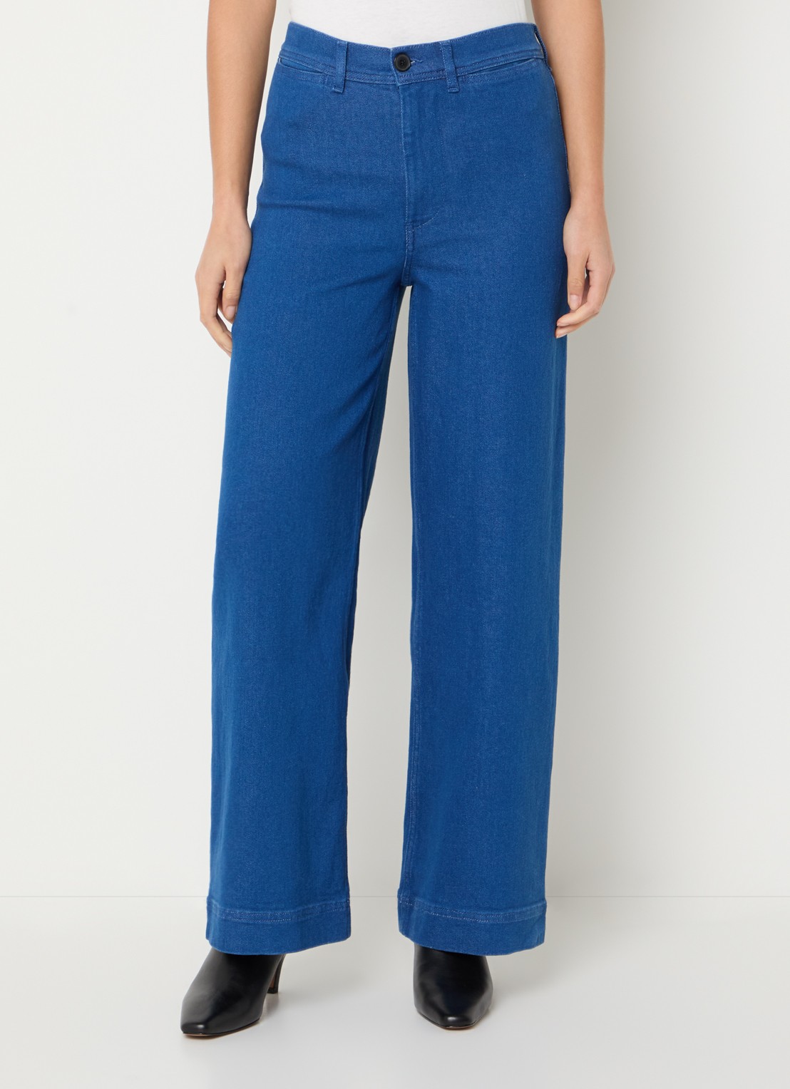 Bellerose Lottie high waist wide fit jeans met medium wassing - detail indigo