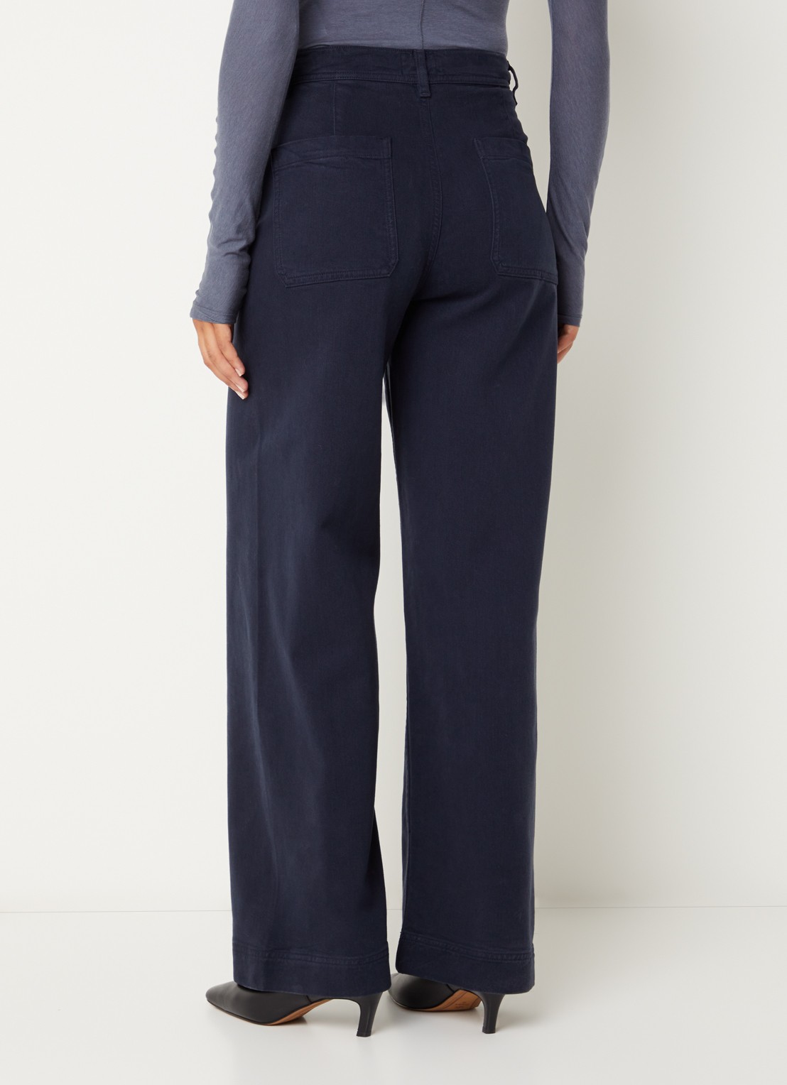 Bellerose Lottie51 high waist straight fit chino met paspelzakken - achterkant 2 donkerblauw