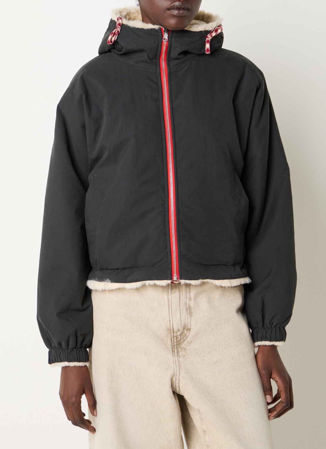Bellerose Loud reversible jack met voering van imitatiebont - detail donkergroen