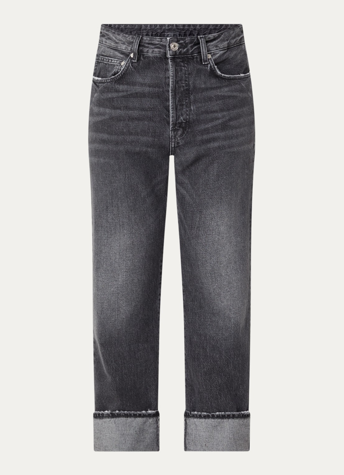 Bellerose Low waist tapered fit jeans met gekleurde wassing - voorkant 2 antraciet