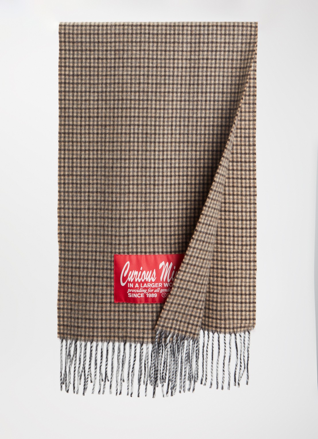 Bellerose Milan sjaal van wol met pied-de-poule design 32 x 120 cm  - detail bruin
