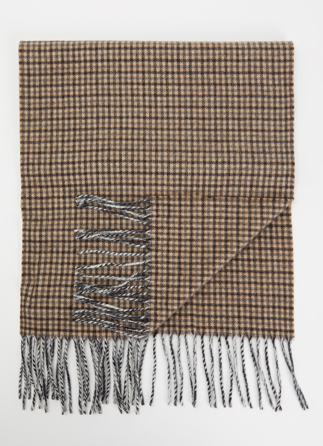 Bellerose Milan sjaal van wol met pied-de-poule design 32 x 120 cm  - voorkant 3 bruin