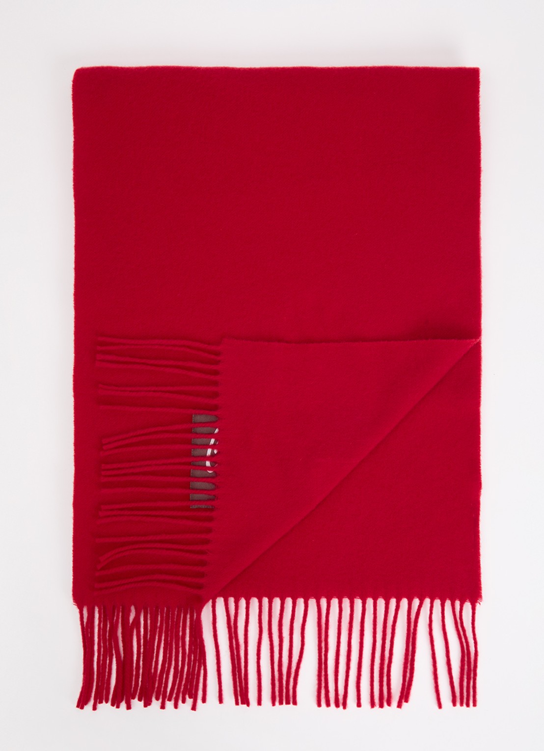 Bellerose Mutch sjaal van wol met franjes 200 x 35 cm - voorkant donkerbruin