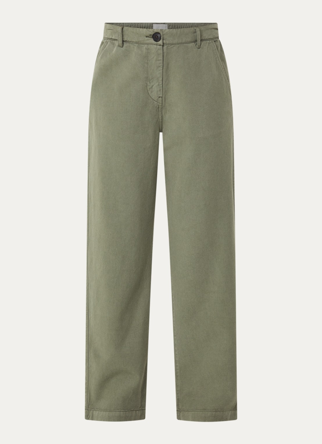 Bellerose Pace low waist tapered fit chino met steekzakken - voorkant 3 mosgroen