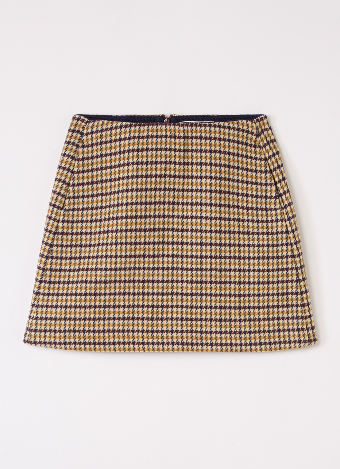 Bellerose Parise minirok in wolblend - voorkant mosterd