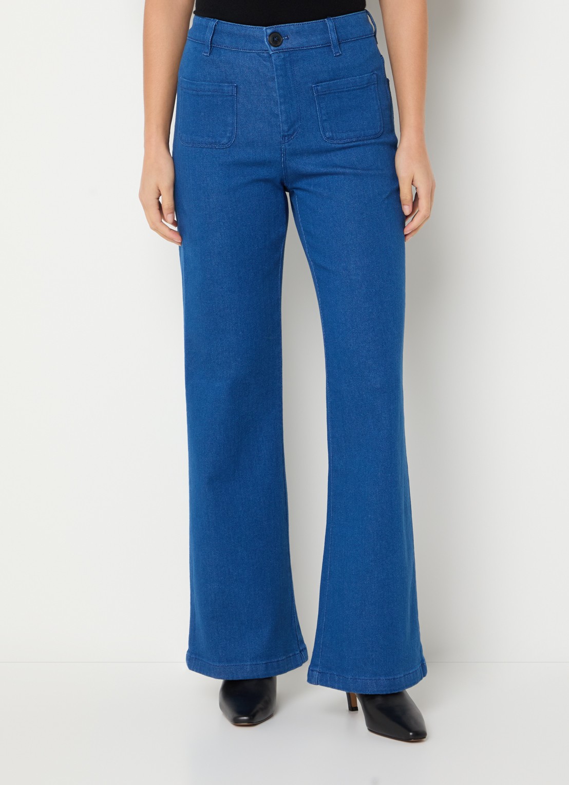 Bellerose Park low waist flared fit jeans met medium wassing - detail 4 indigo