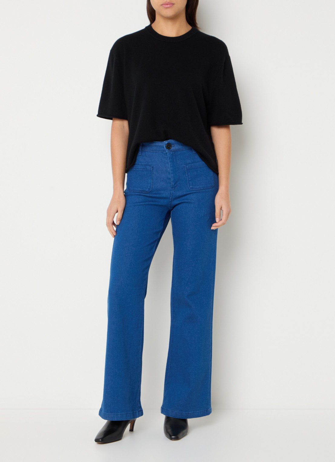 Bellerose Park low waist flared fit jeans met medium wassing - voorkant 3 indigo
