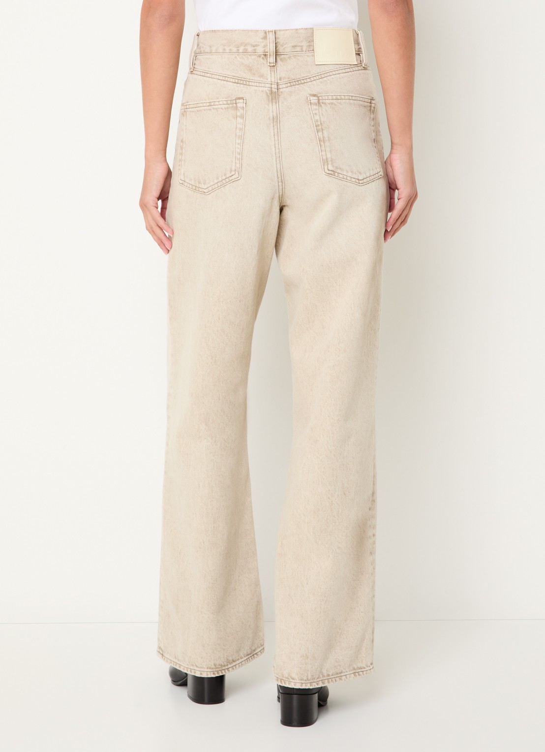 Bellerose Parthe high waist wide fit jeans met gekleurde wassing - achterkant 3 beige