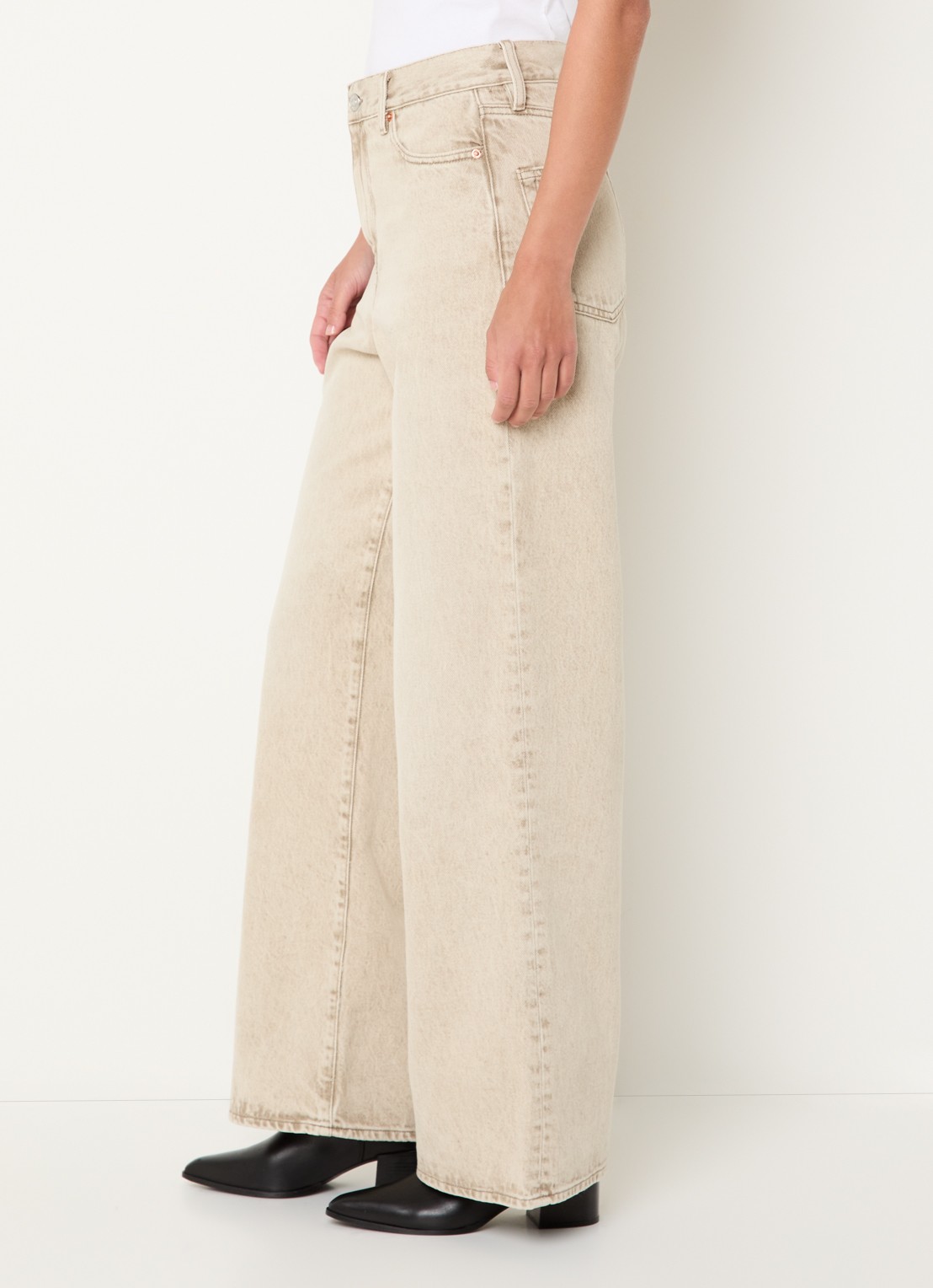 Bellerose Parthe high waist wide fit jeans met gekleurde wassing - detail 2 beige