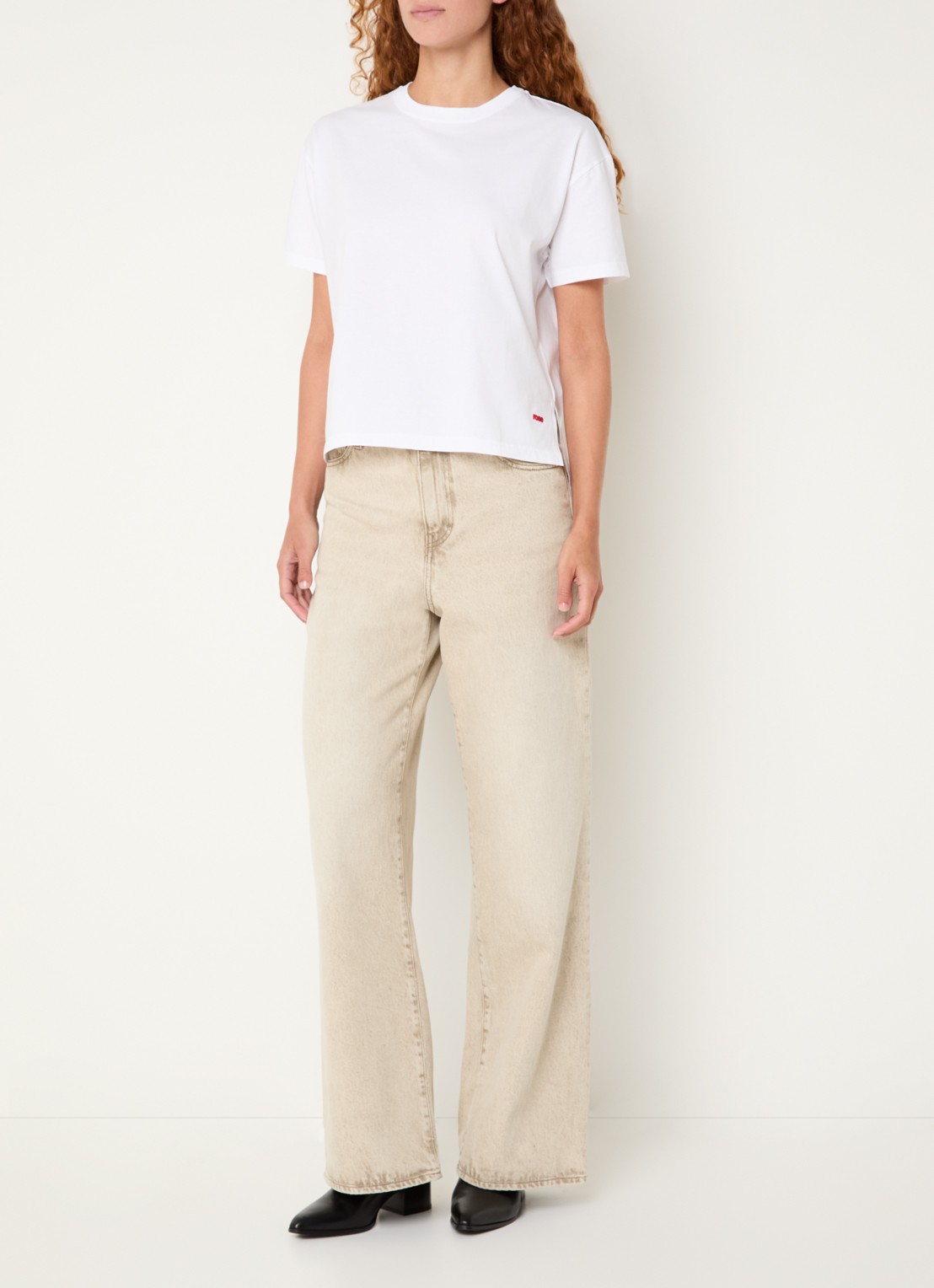 Bellerose Parthe high waist wide fit jeans met gekleurde wassing - voorkant 5 beige