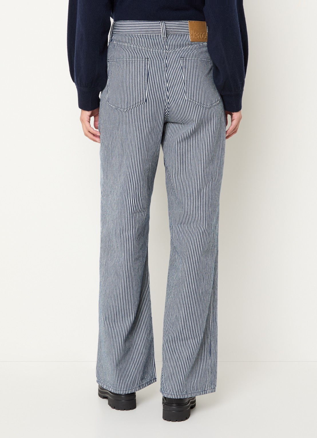 Bellerose Parthe high waist wide fit jeans met gekleurde wassing - achterkant 5 donkerblauw