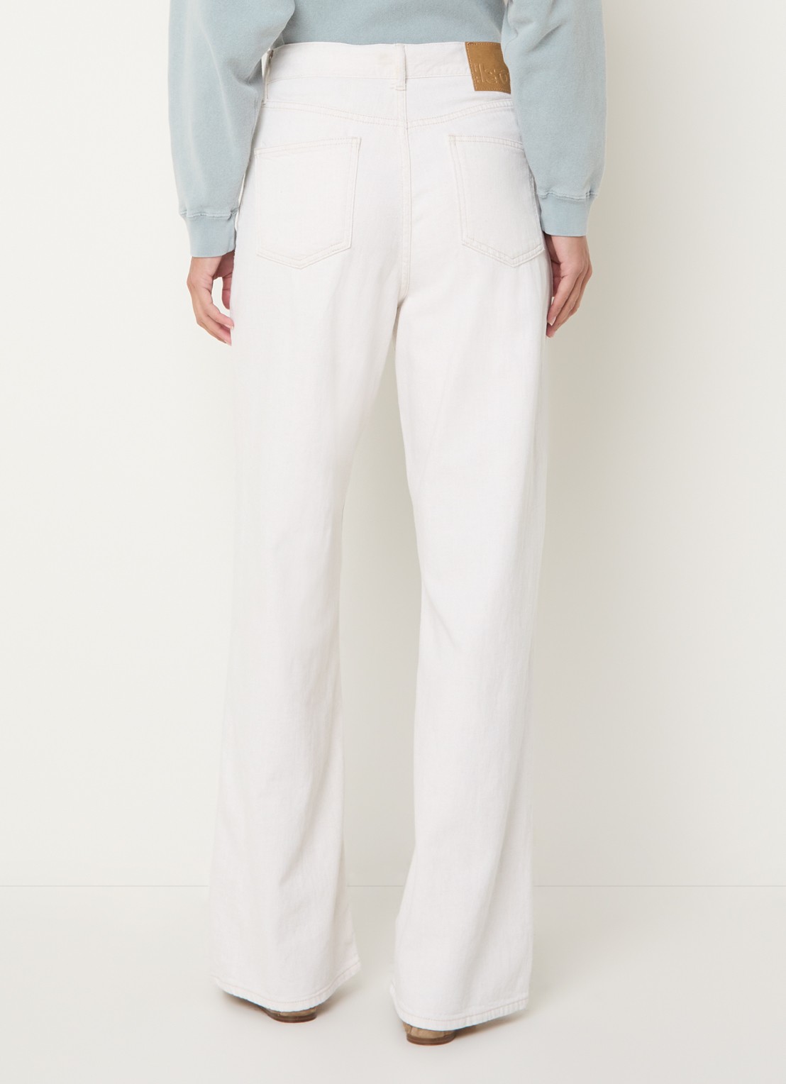 Bellerose Parthe high waist wide fit jeans met gekleurde wassing - achterkant 5 gebroken wit
