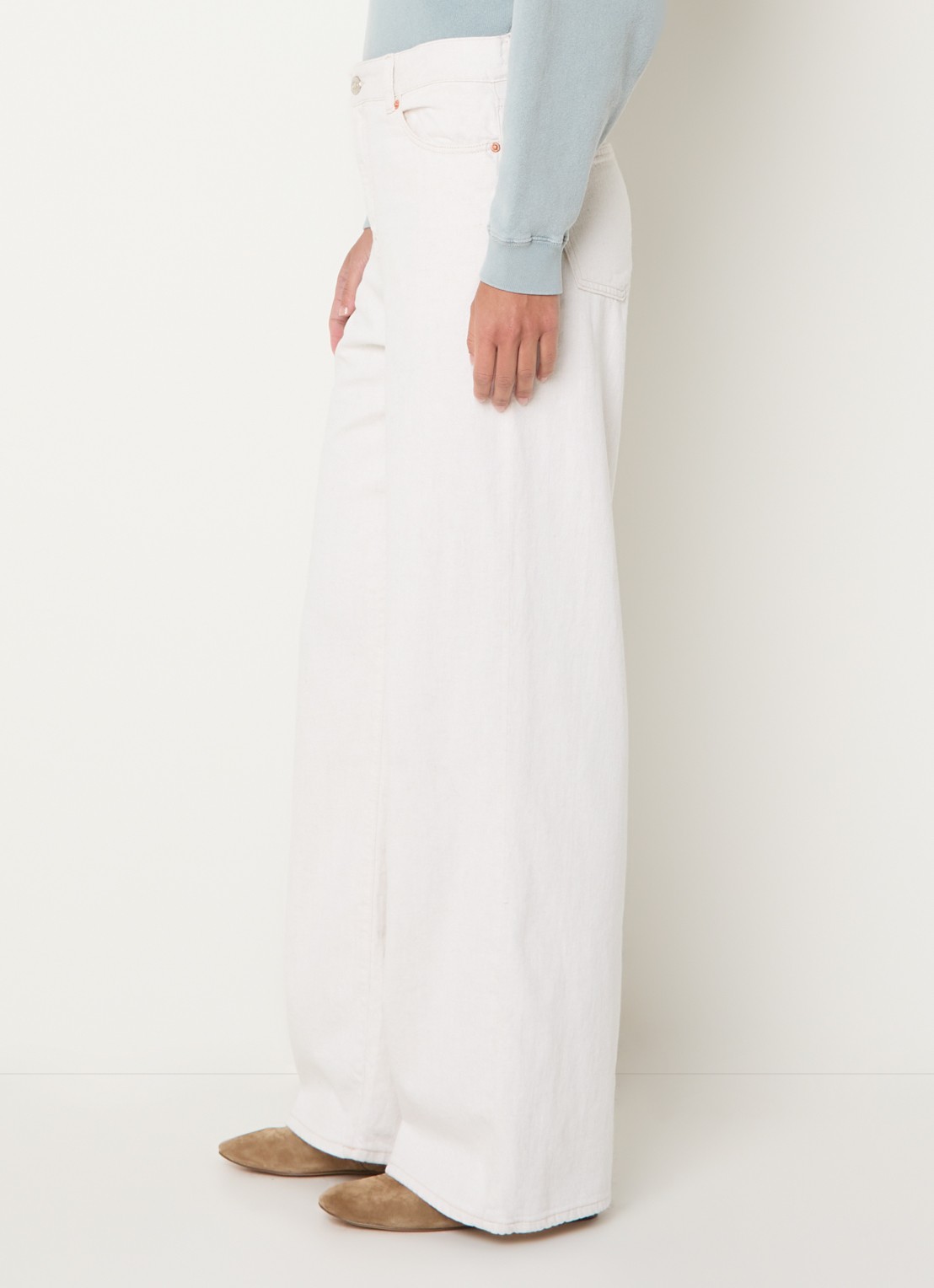 Bellerose Parthe high waist wide fit jeans met gekleurde wassing - detail 2 gebroken wit