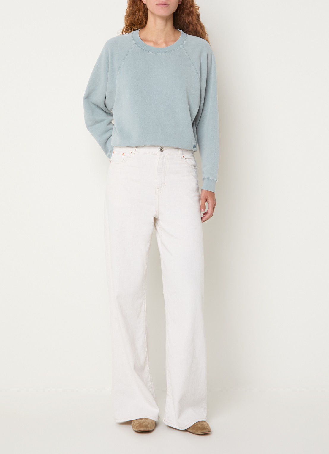 Bellerose Parthe high waist wide fit jeans met gekleurde wassing - voorkant 4 gebroken wit
