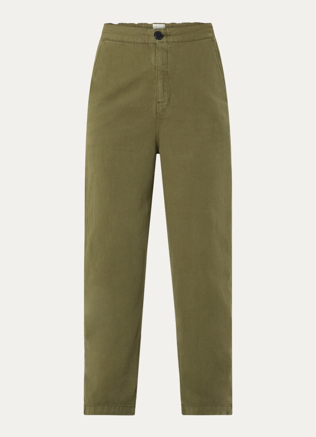 Bellerose Pasop high waist cropped tapered fit broek met steekzakken - voorkant 2 mosgroen
