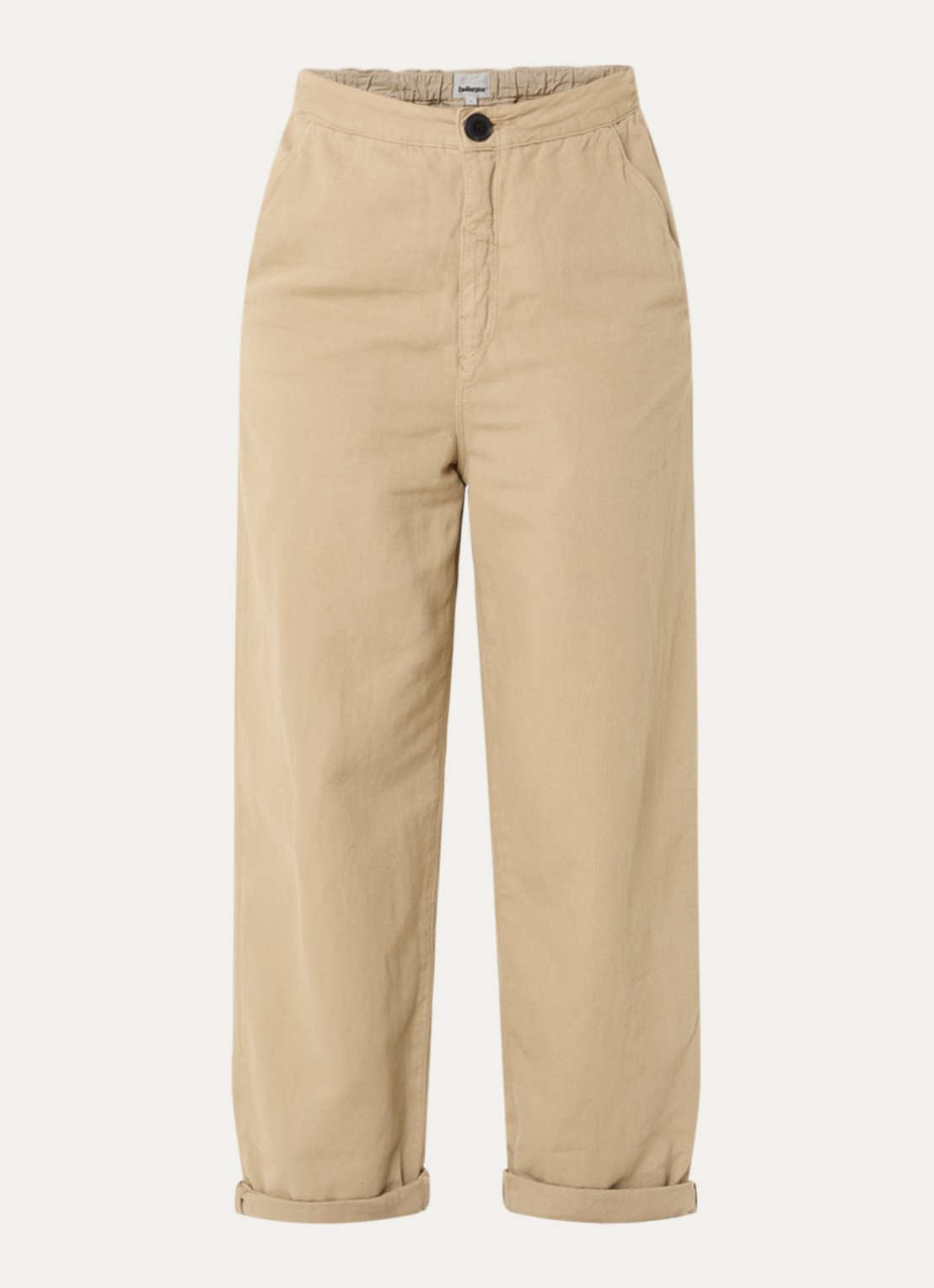 Bellerose Pasop high waist cropped tapered fit broek met steekzakken - voorkant 3 beige