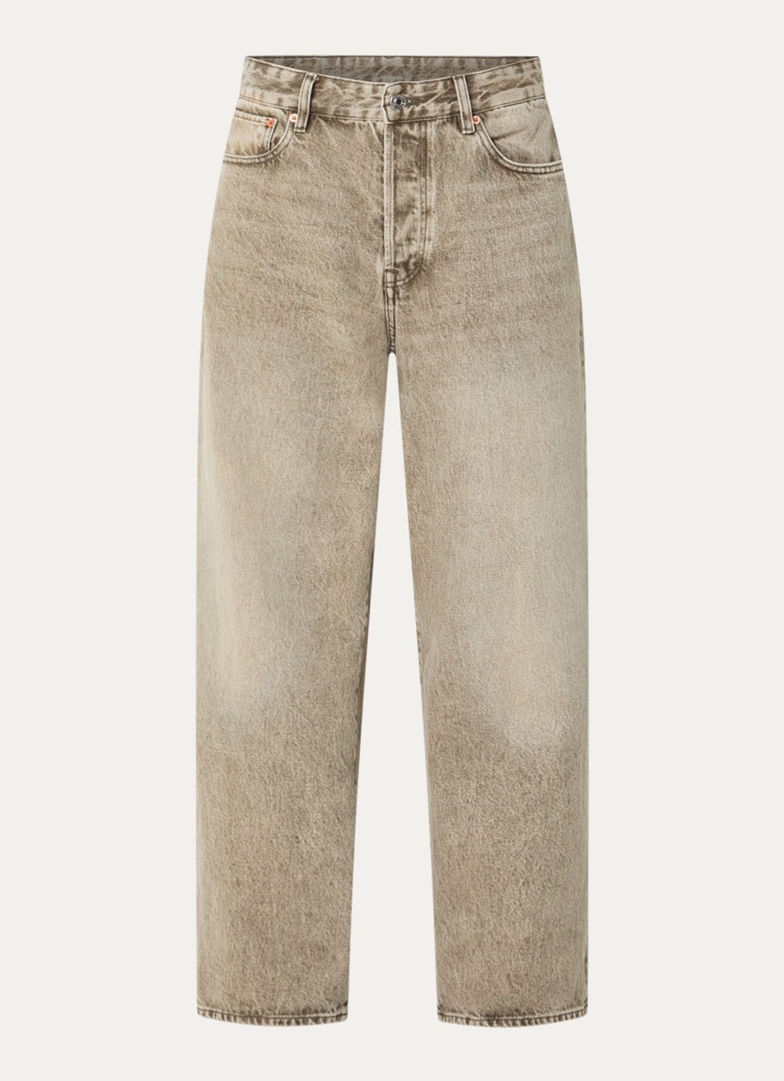 Bellerose Paty high waist wide leg jeans met gekleurde wassing - voorkant khaki