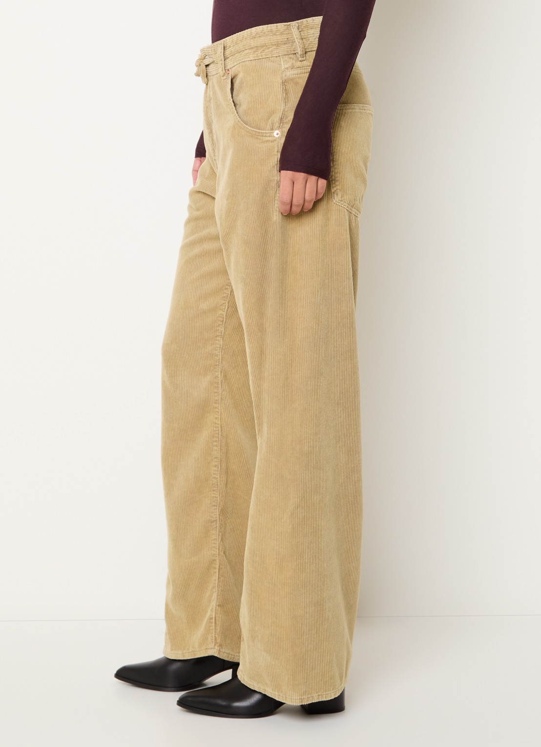 Bellerose Pearcy high waist wide fit jeans met gekleurde wassing - detail 2 camel