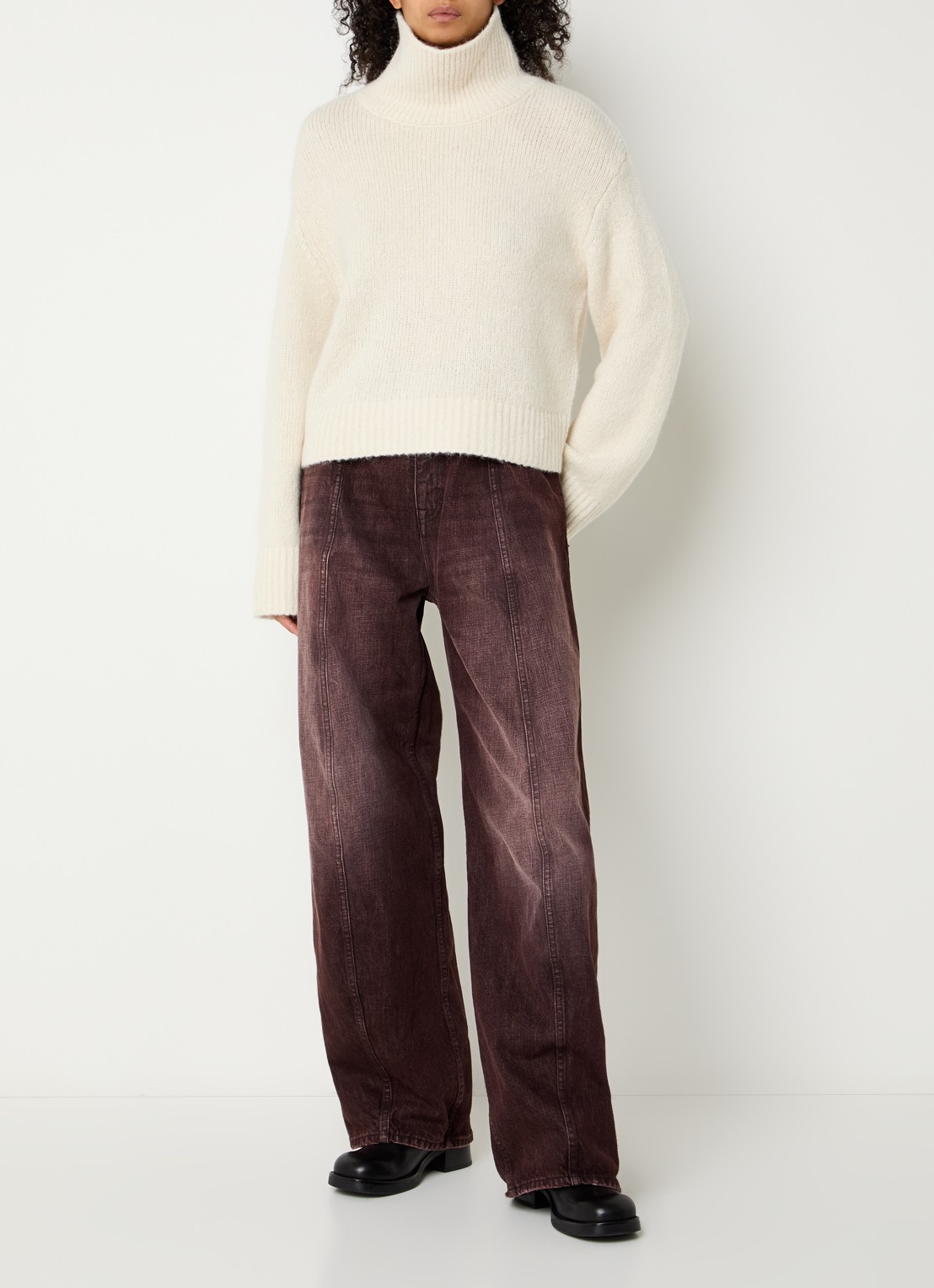 Bellerose Perl high waist balloon fit jeans met gekleurde wassing - voorkant 3 bordeauxrood