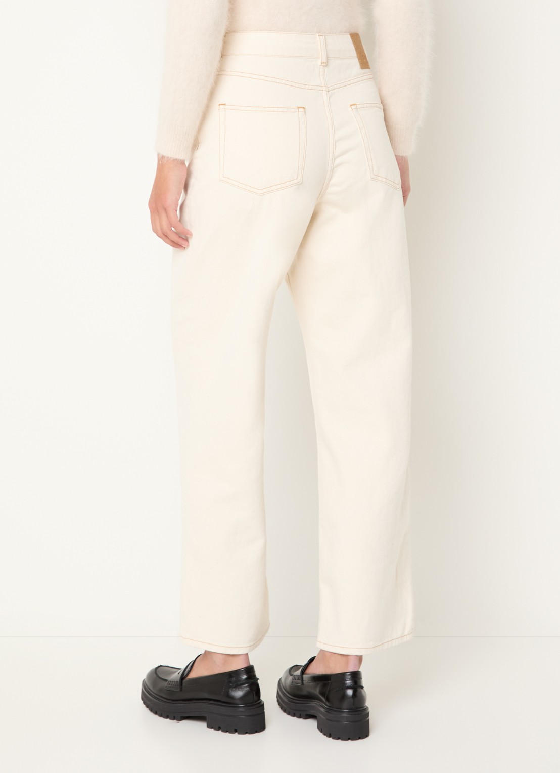 Bellerose Poker high waist straight fit jeans met gekleurde wassing - achterkant 3 gebroken wit