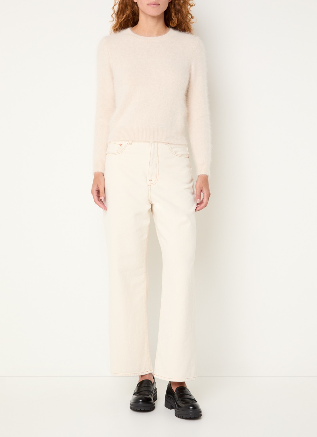 Bellerose Poker high waist straight fit jeans met gekleurde wassing - voorkant 5 gebroken wit