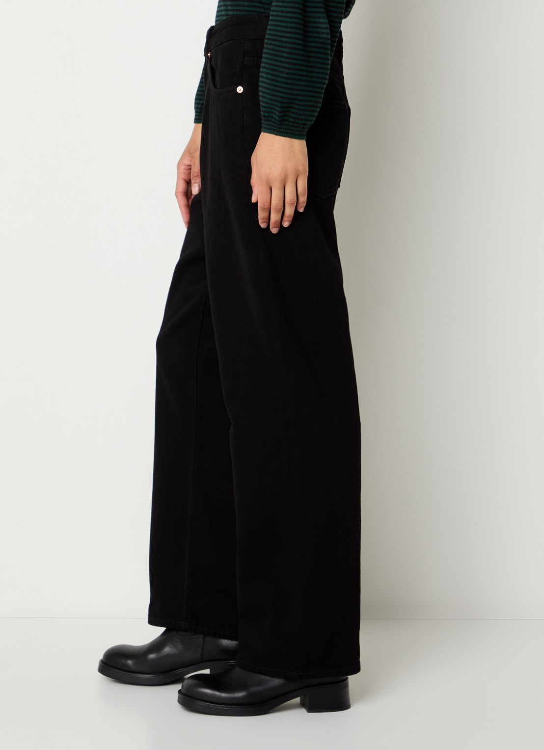 Bellerose Poker high waist wide leg jeans met gekleurde wassing - detail 2 zwart