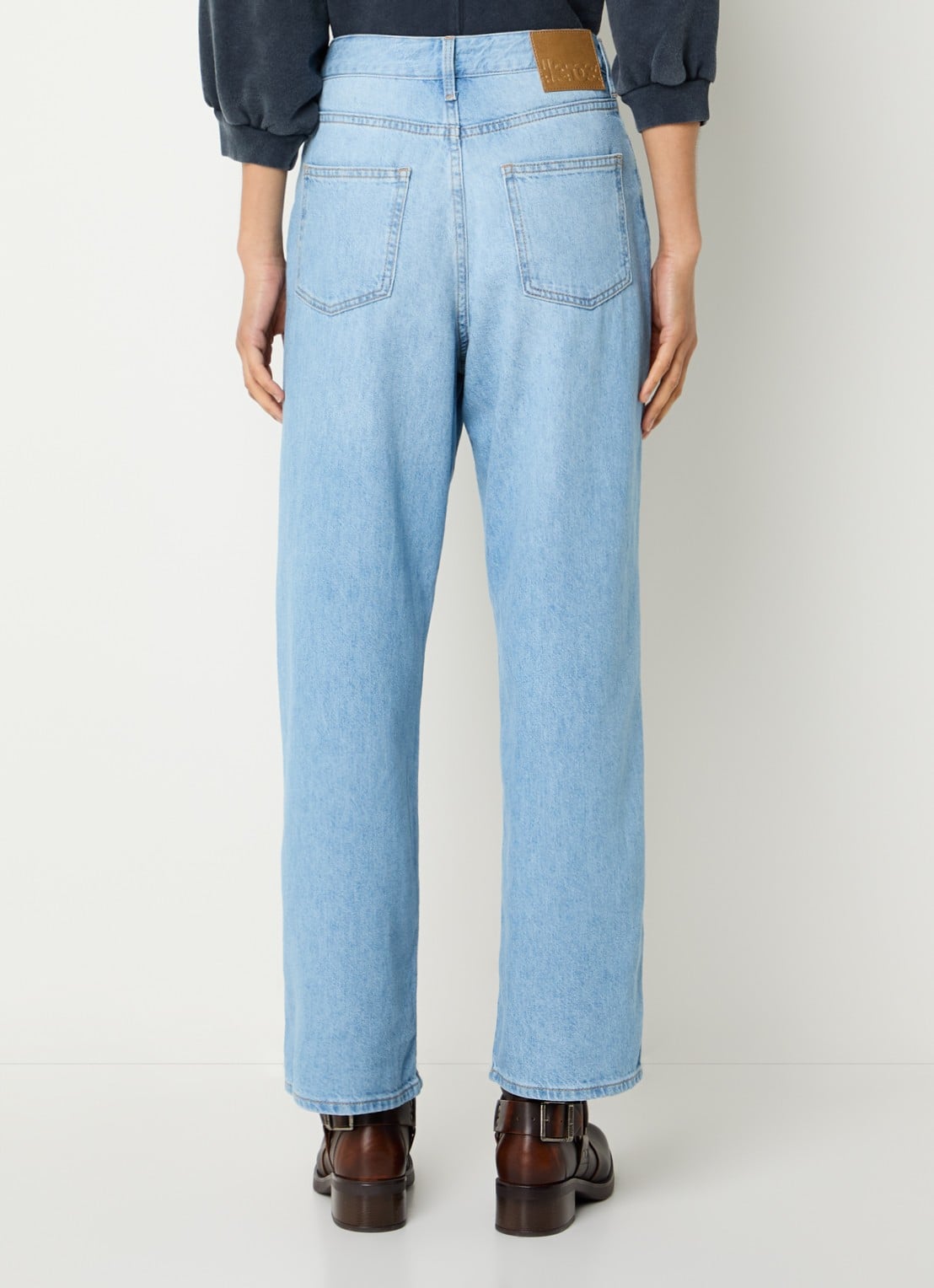 Bellerose Poker high waist wide leg jeans met lichte wassing - achterkant 3 indigo