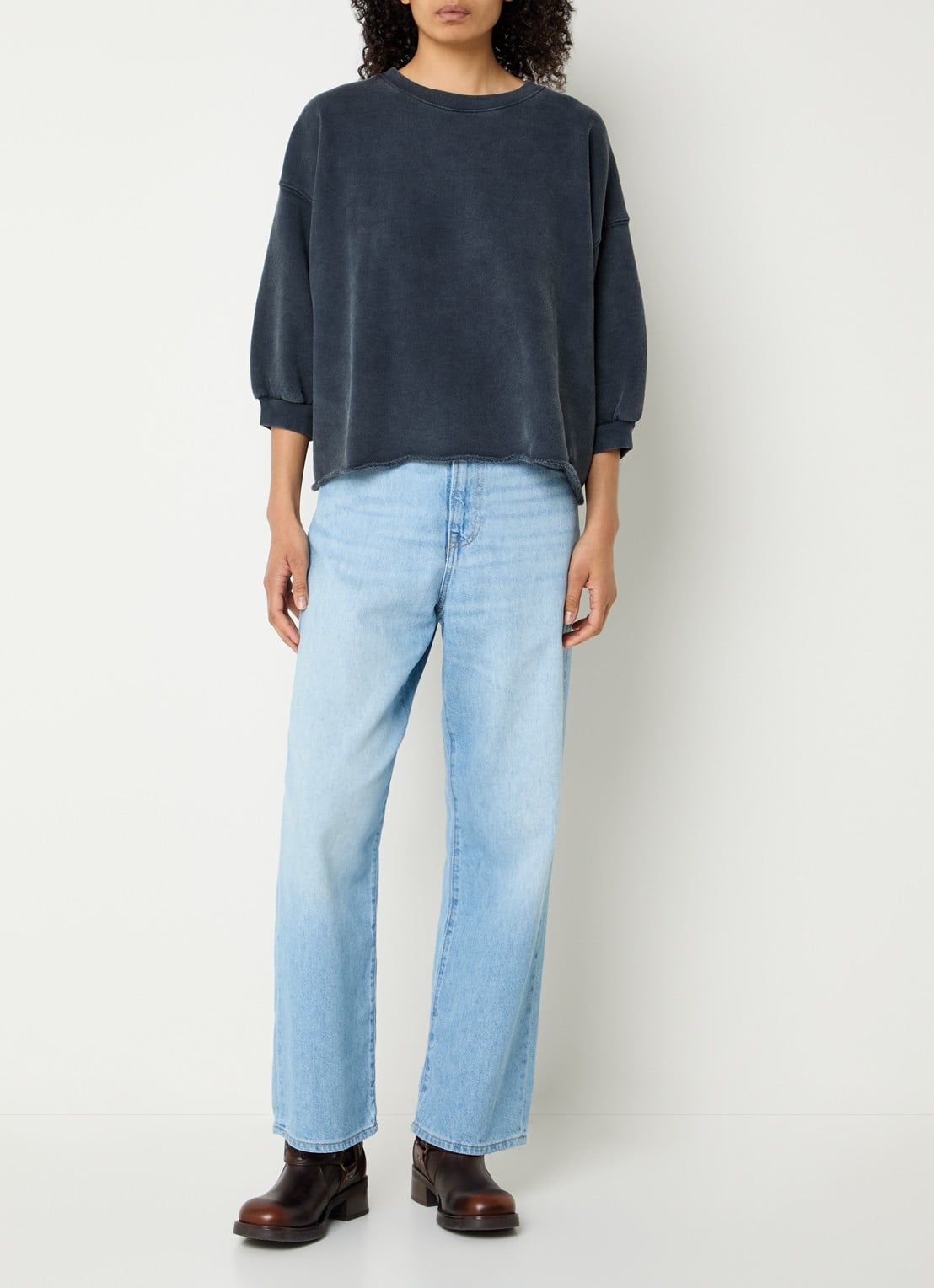 Bellerose Poker high waist wide leg jeans met lichte wassing - voorkant 5 indigo