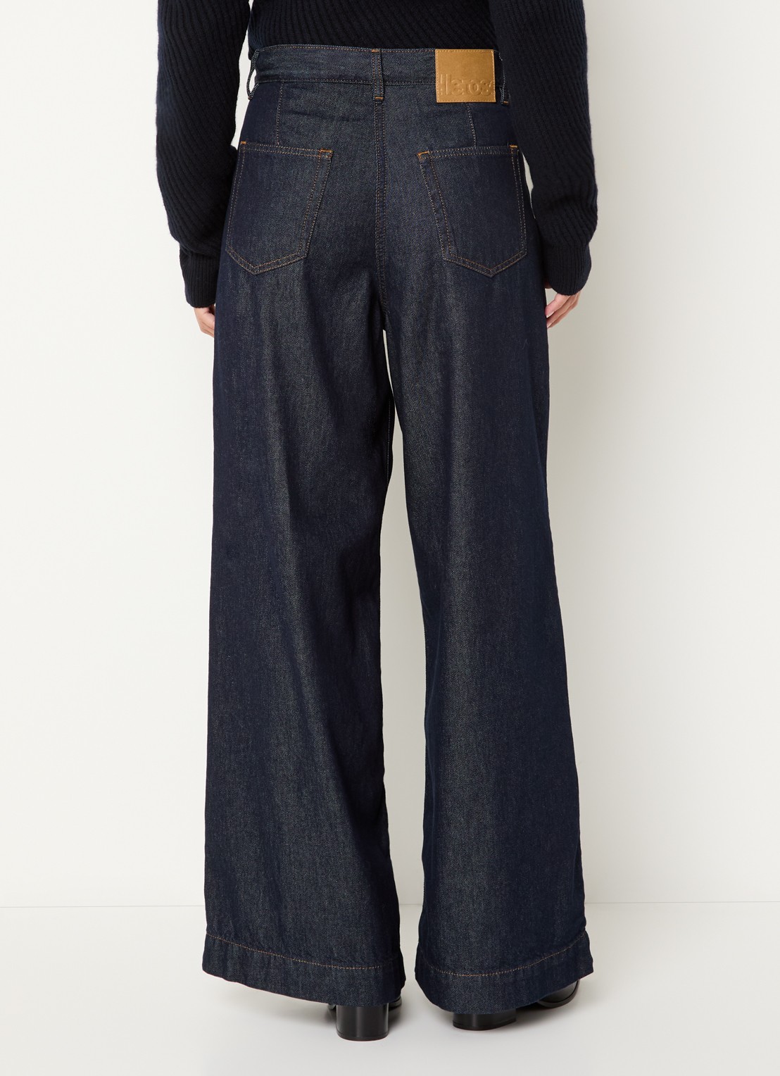 Bellerose Pops high waist wide fit jeans met donkere wassing - achterkant 2 indigo