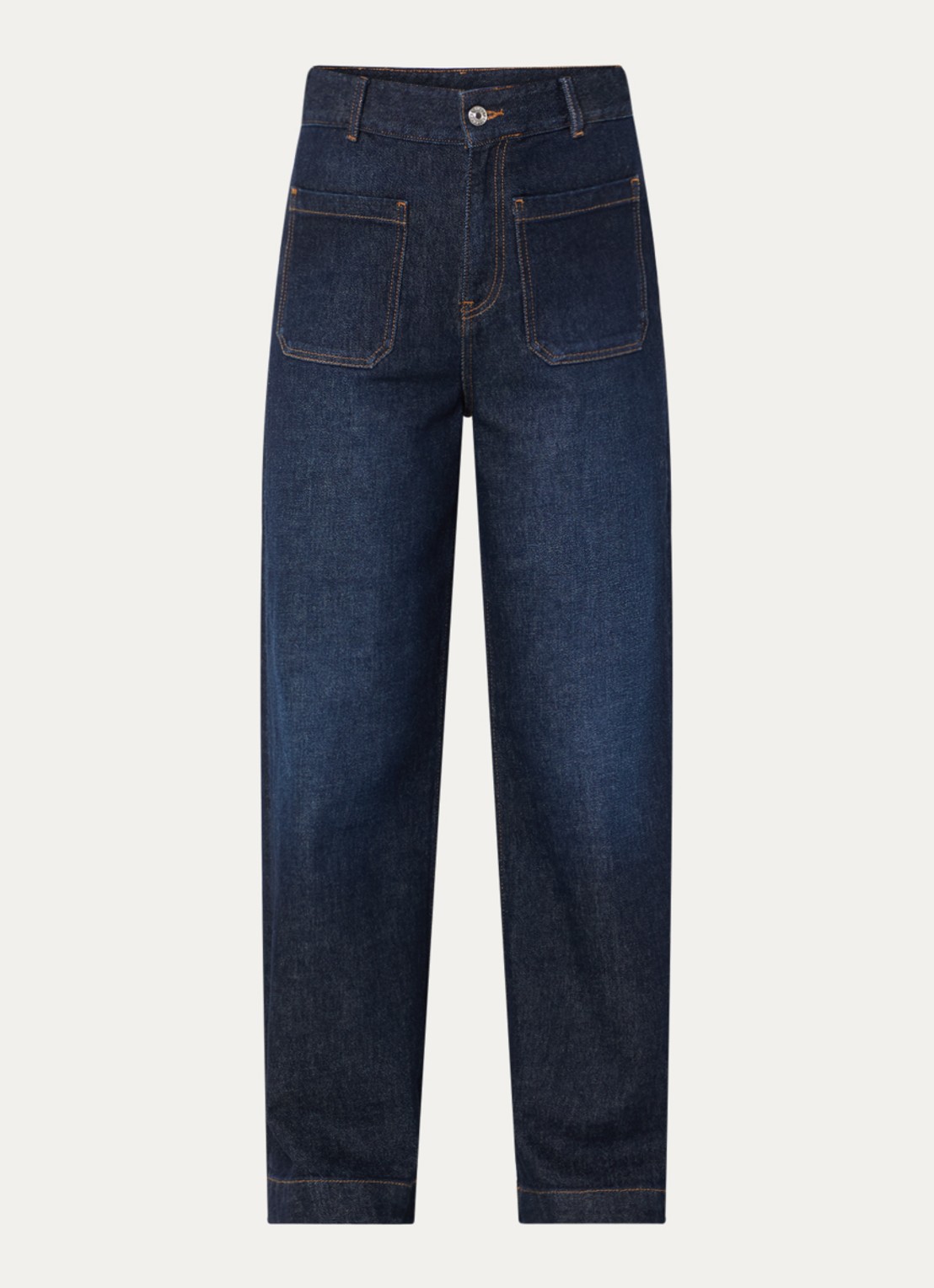 Bellerose Preston high waist wide fit jeans met donkere wassing - voorkant 2 indigo
