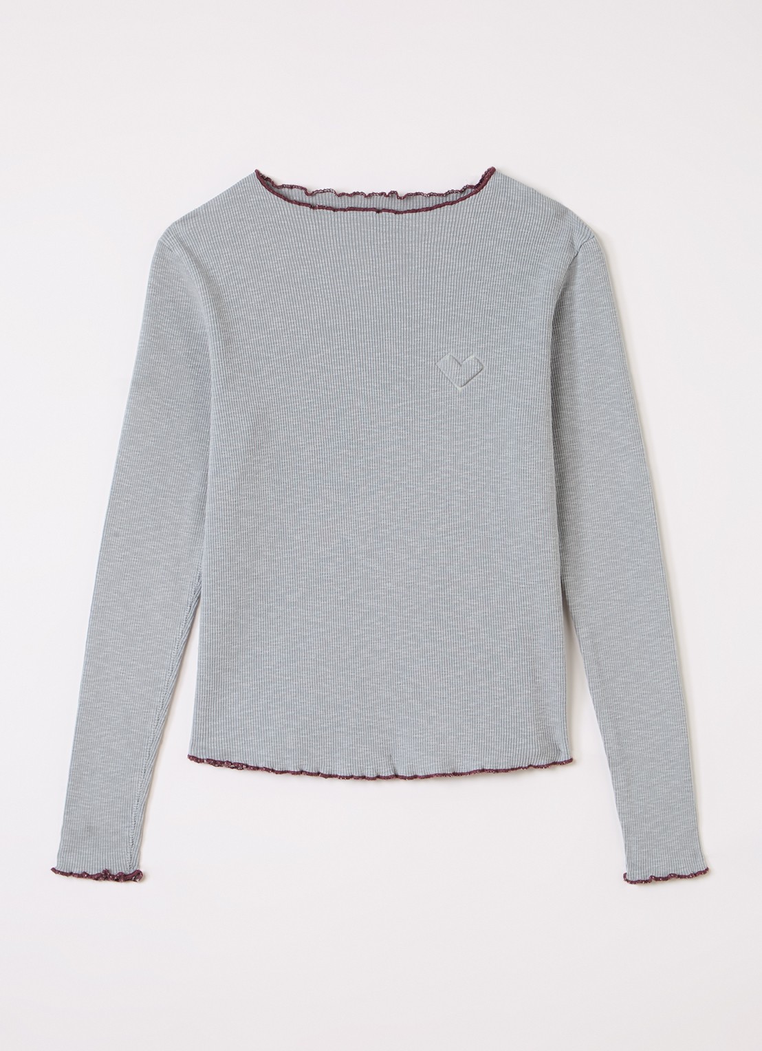 Bellerose Ribgebreide top - voorkant grijsmele