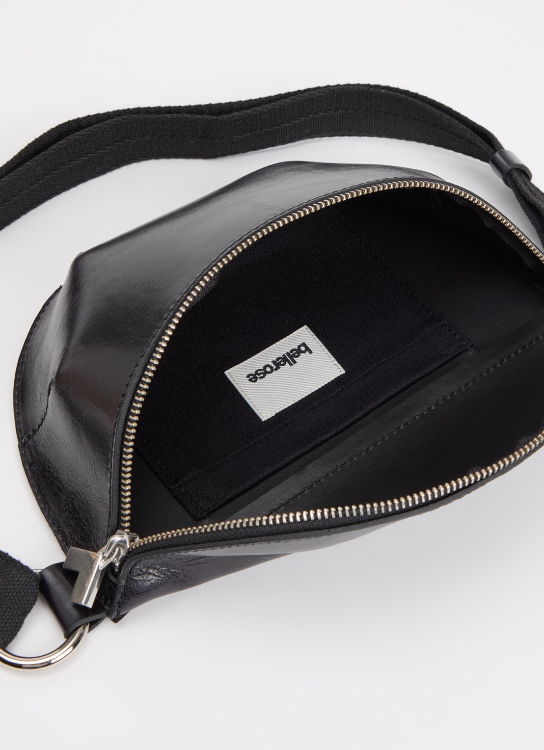 Bellerose Rosie crossbodytas van leer met verstelbare schouderriem - detail 3 zwart