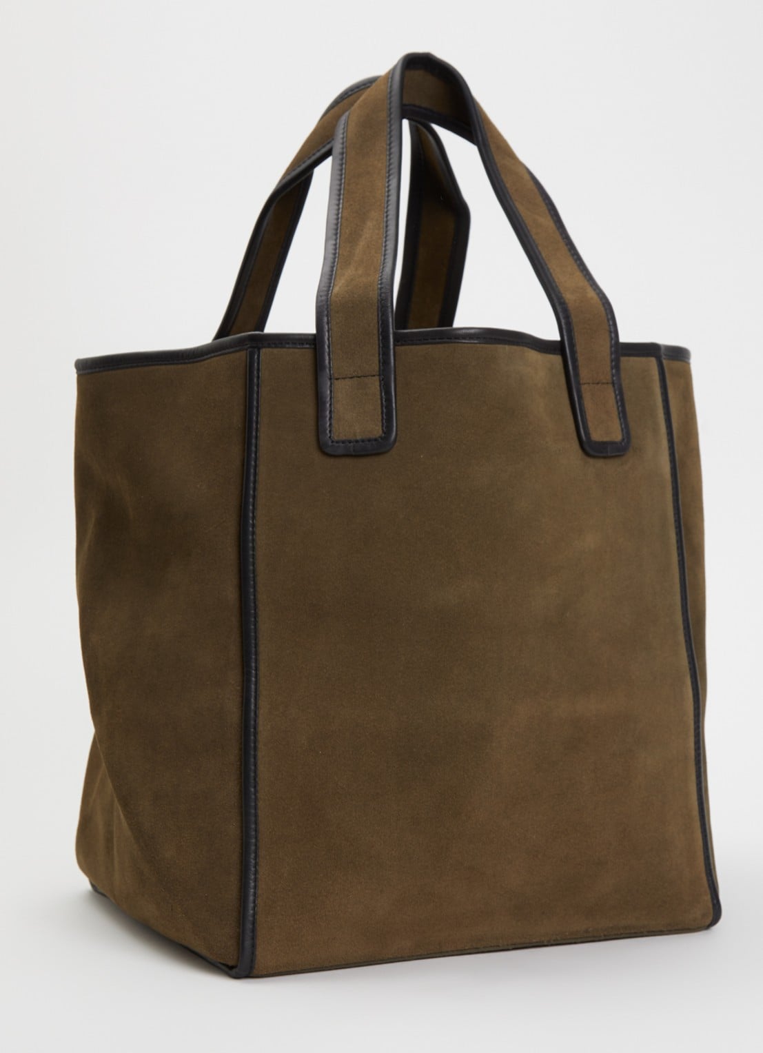 Bellerose Shopper van suède met leren details - achterkant 2 donkerbeige