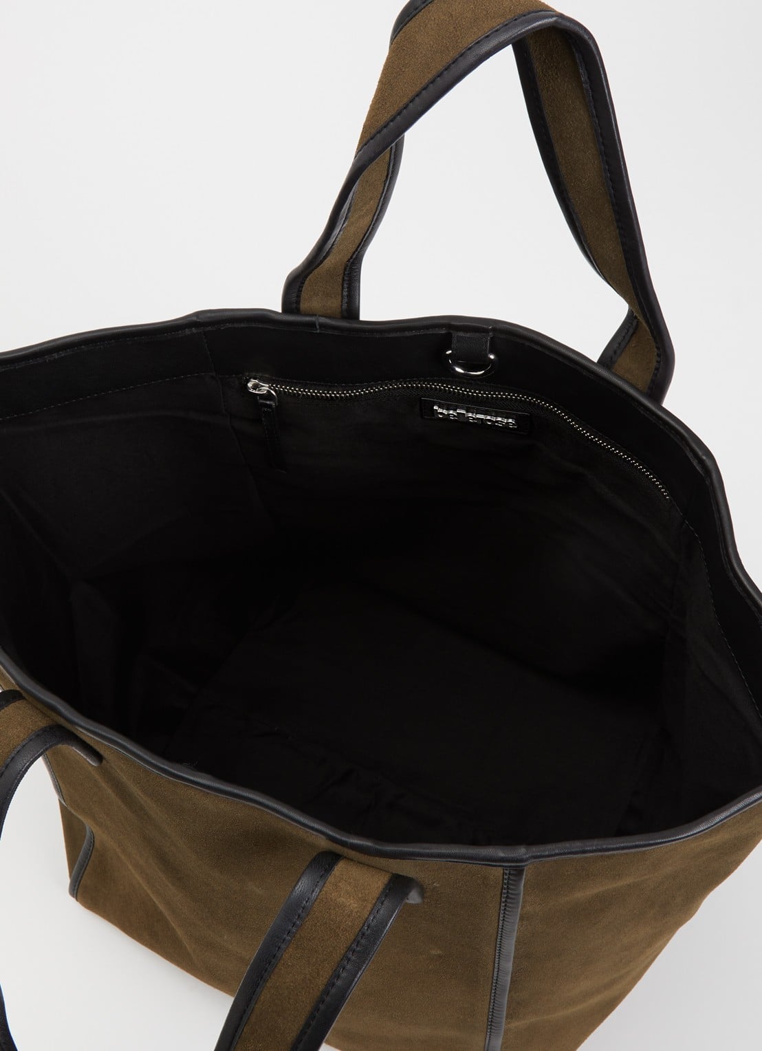 Bellerose Shopper van suède met leren details - detail 3 donkerbeige