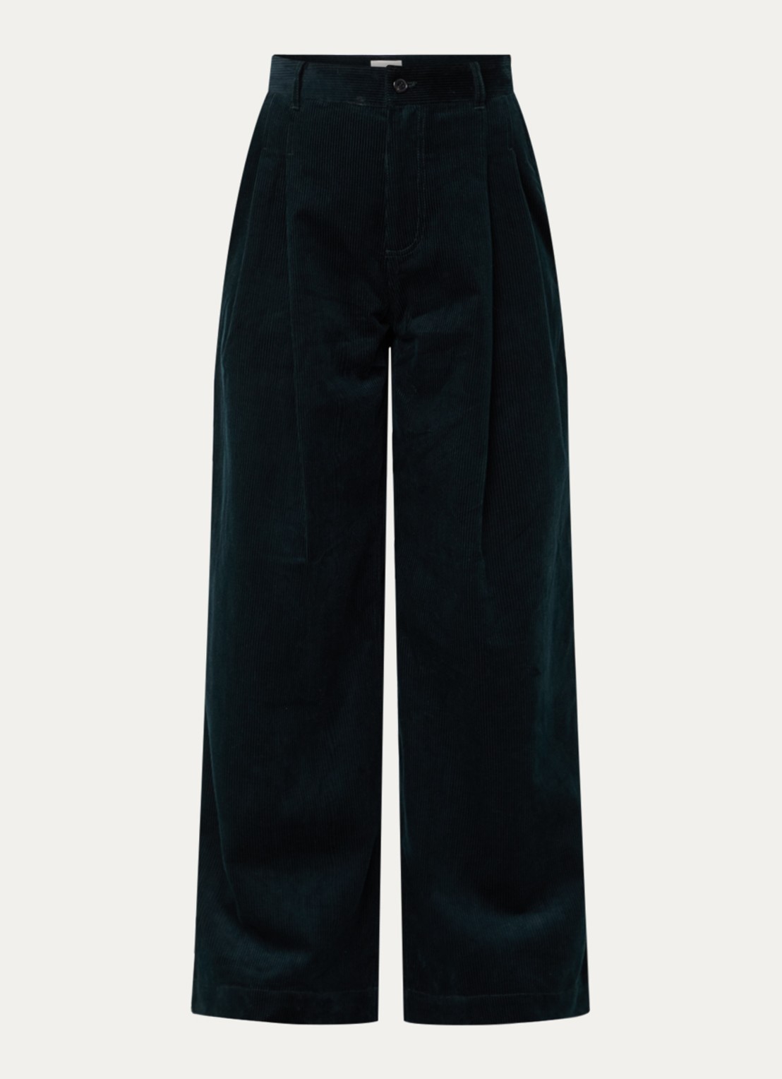 Bellerose Sixtine high waist wide fit broek met structuur - voorkant donkergroen