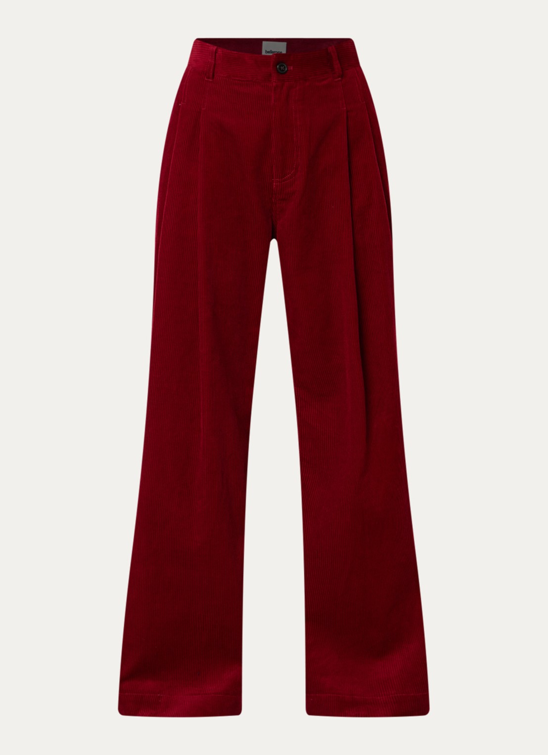 Bellerose Sixtine high waist wide fit broek met structuur - voorkant donkerbeige