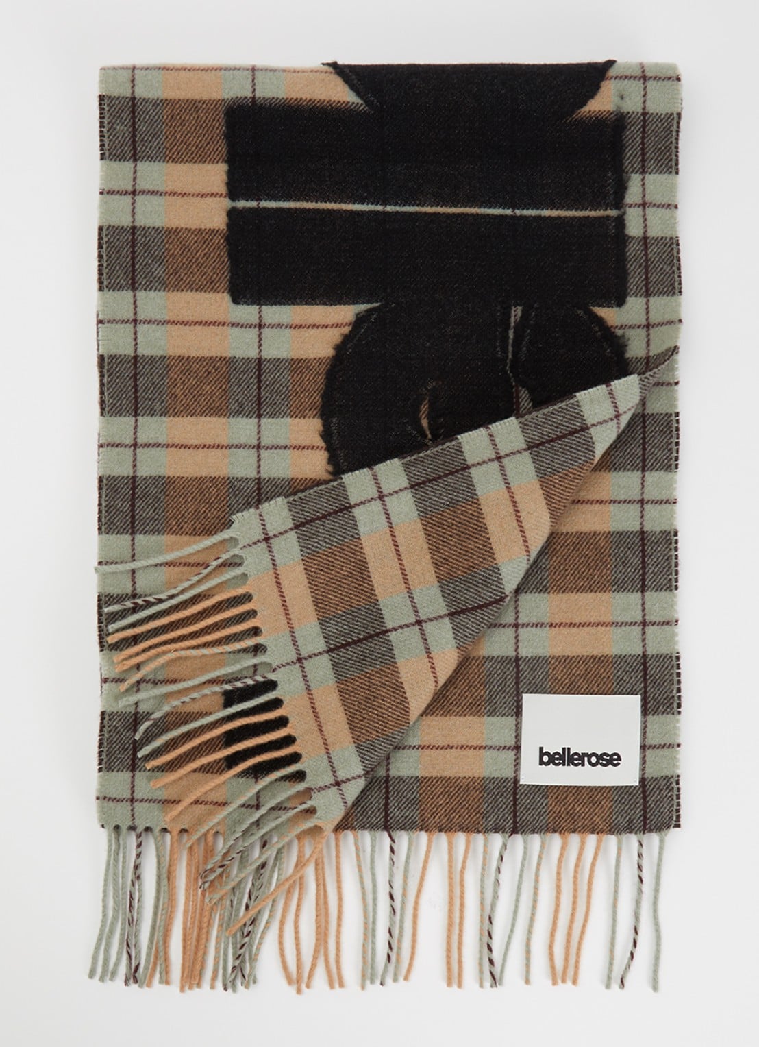 Bellerose Sjaal van scheerwol met ruitdessin 120 x 35 cm - voorkant 3 turquoise