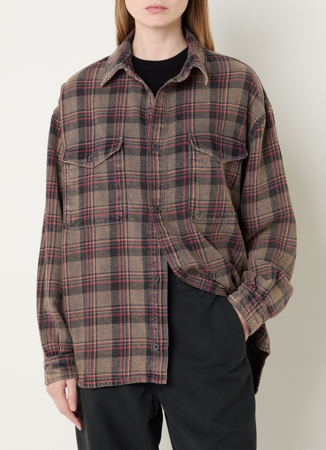Bellerose Snow blouse met ruitdessin - detail 4 lichtbruin