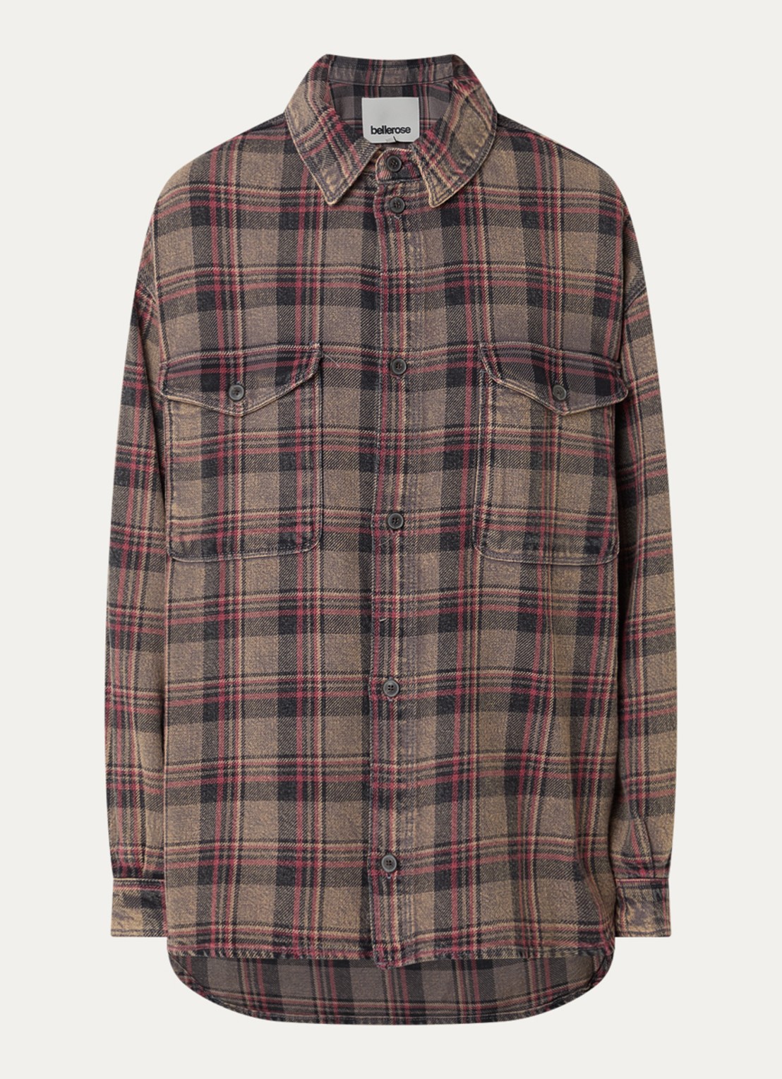 Bellerose Snow blouse met ruitdessin - voorkant 2 lichtbruin