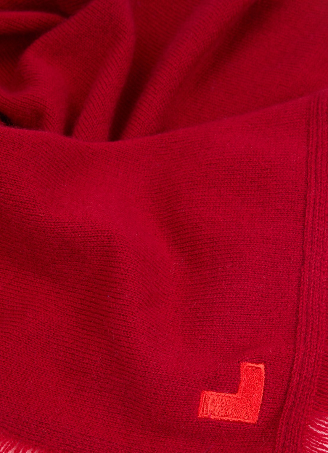 Bellerose Soncol sjaal in kasjmier wolblend 50 x 50 cm - detail 2 donkerrood