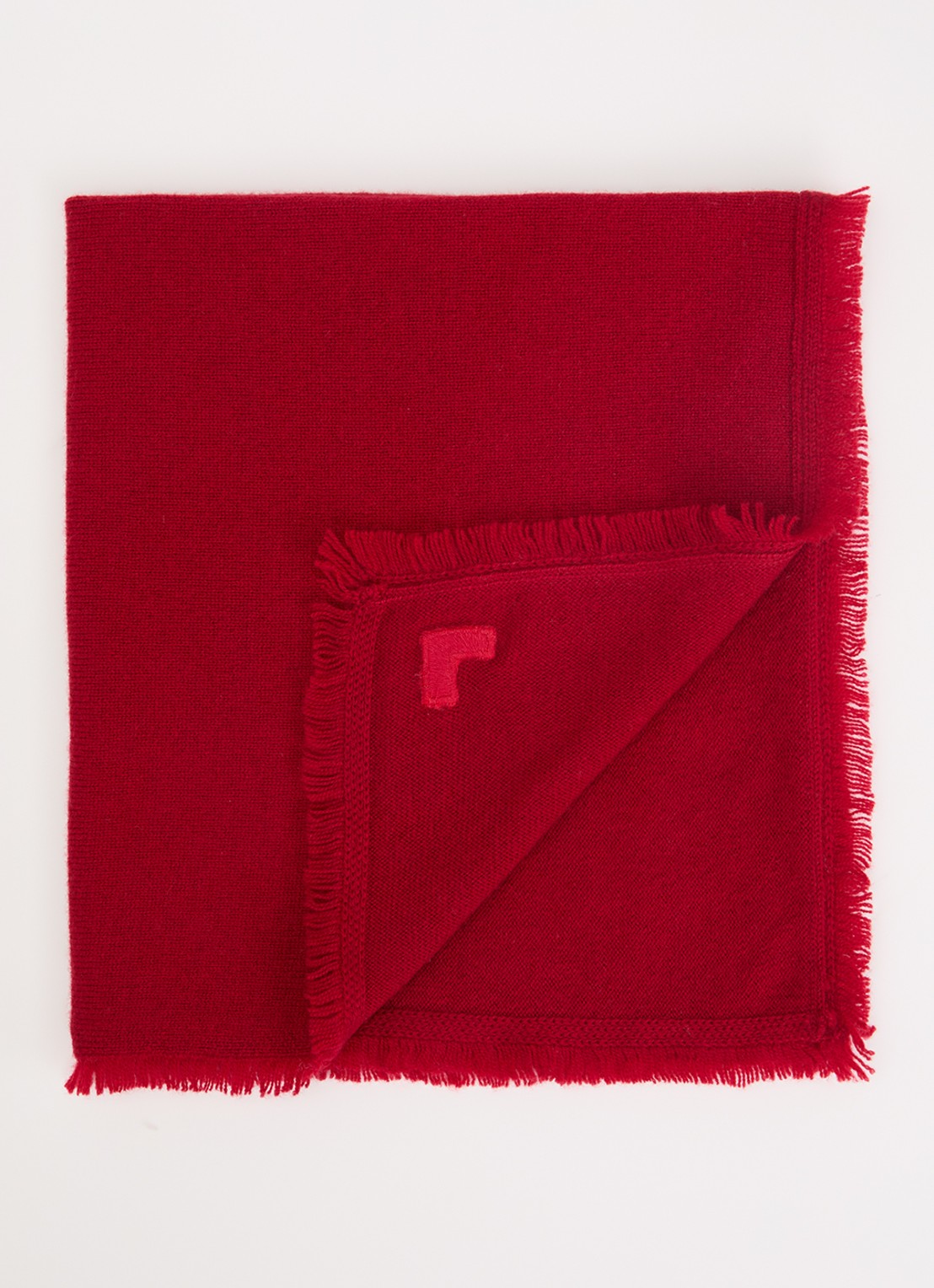 Bellerose Soncol sjaal in kasjmier wolblend 50 x 50 cm - voorkant 3 donkerrood