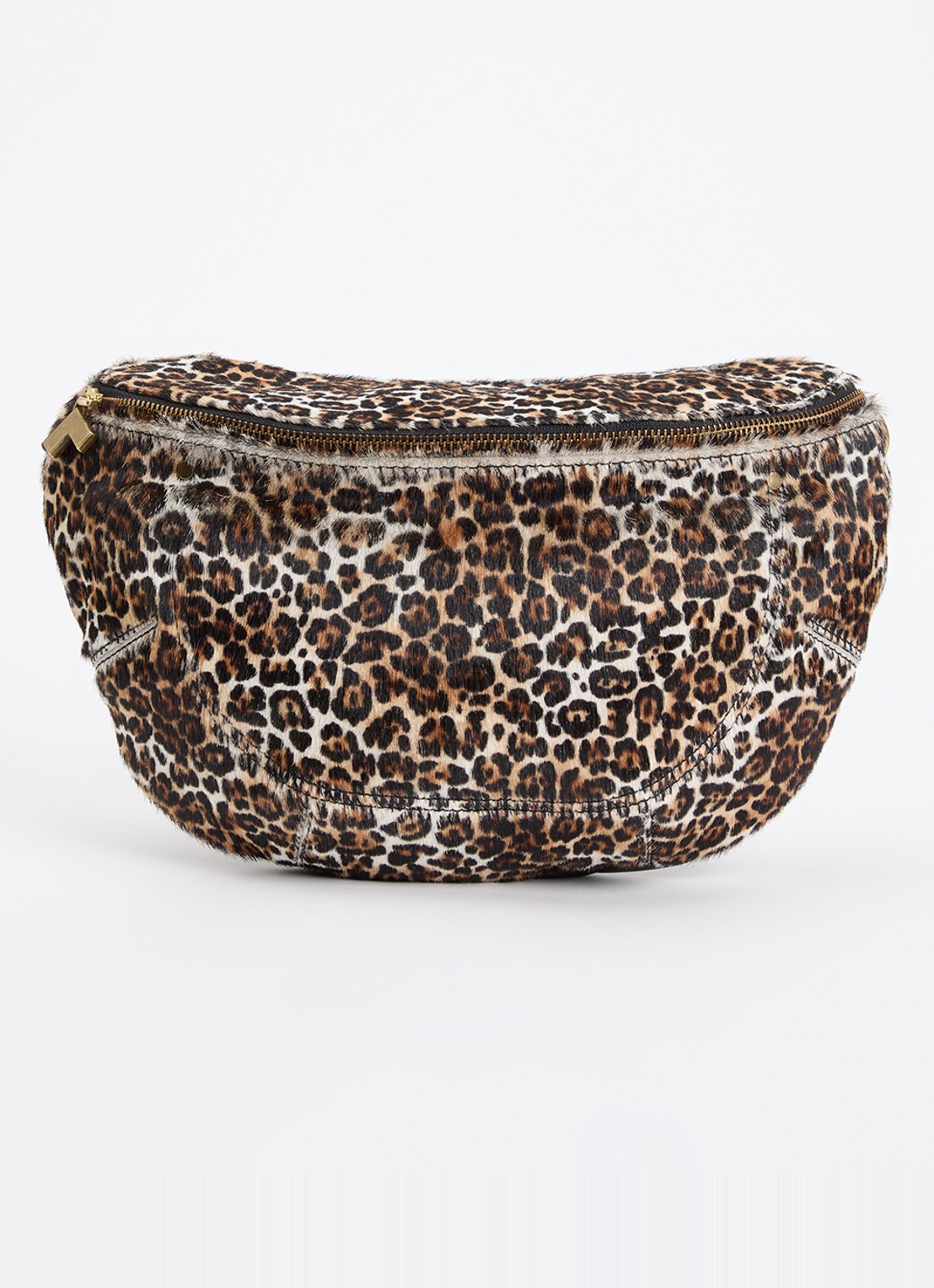 Bellerose Souply crossbodytas van leer met ponyhair en panterprint - voorkant 5 bruin