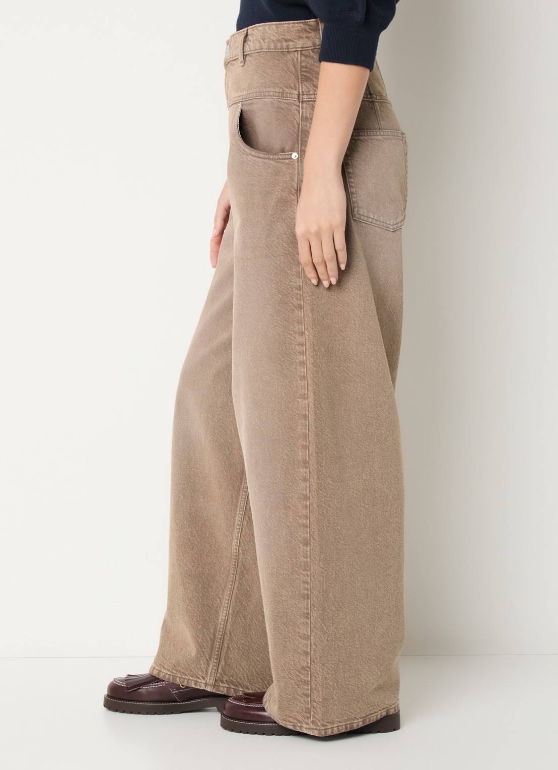 Bellerose Swan high waist wide leg jeans met gekleurde wassing - detail 5 lichtbruin