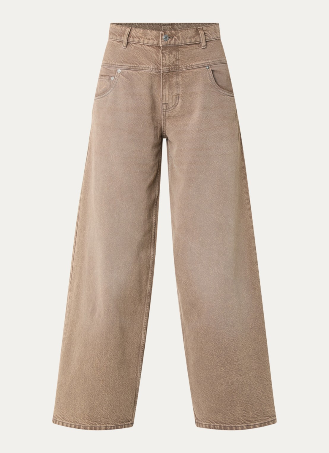 Bellerose Swan high waist wide leg jeans met gekleurde wassing - voorkant lichtbruin